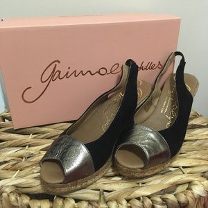 🆕 Gaimo Wedge Peep-toe Metallic Espadrilles! 💥